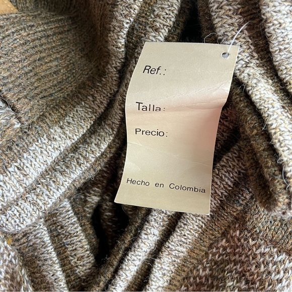 NOS Vintage 80’s Saint Tomas Leather Trimmed Patchwork Geometric Men Cardigan L - Picture 10 of 10